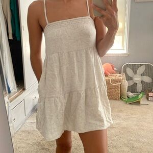 Cream Linen Teired Dress